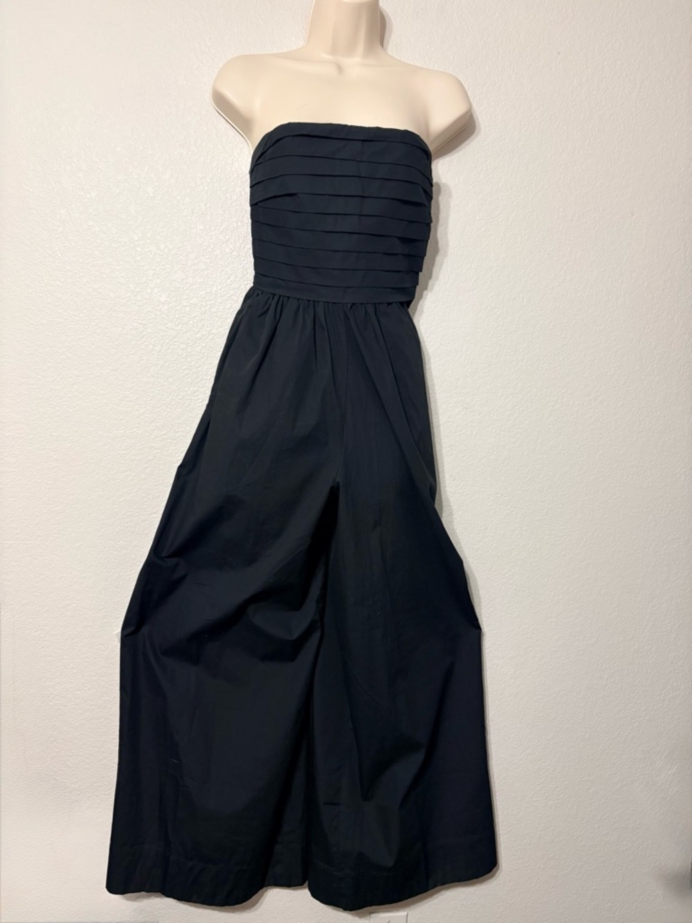 Band of the Free Strapless Black Wide-Leg Jumpsuit w Pleated Bodice Smocked Back - Picture 2 of 15